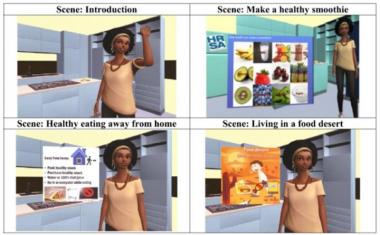 Avatar coaching with community context for adult-child dyads