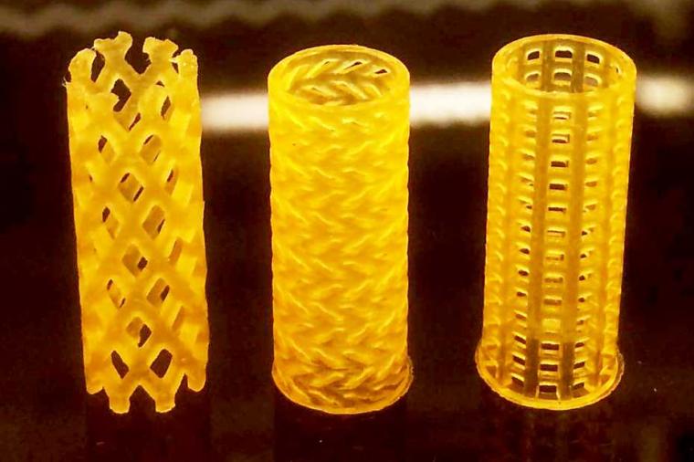 Three prototypes of the airway stents with different designs.
