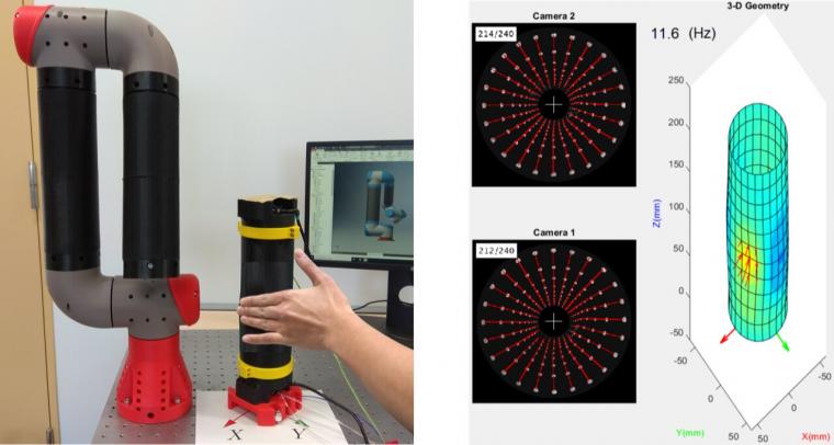 Figure 1. (Left) Robot equipped with TacLINK. (Right) Stereo images and...