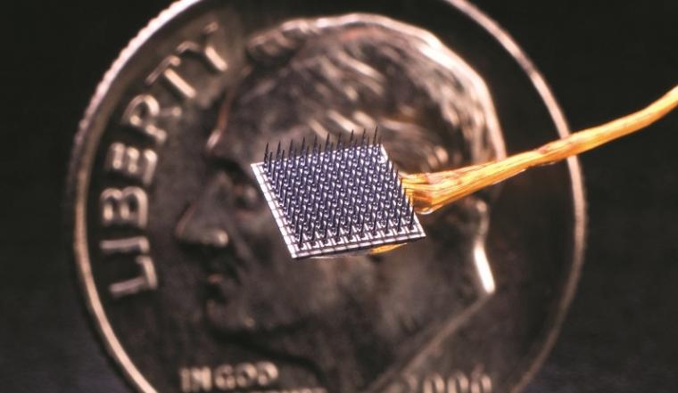 Brain-computer interfaces use tiny electrodes to record signals in the brain. 

