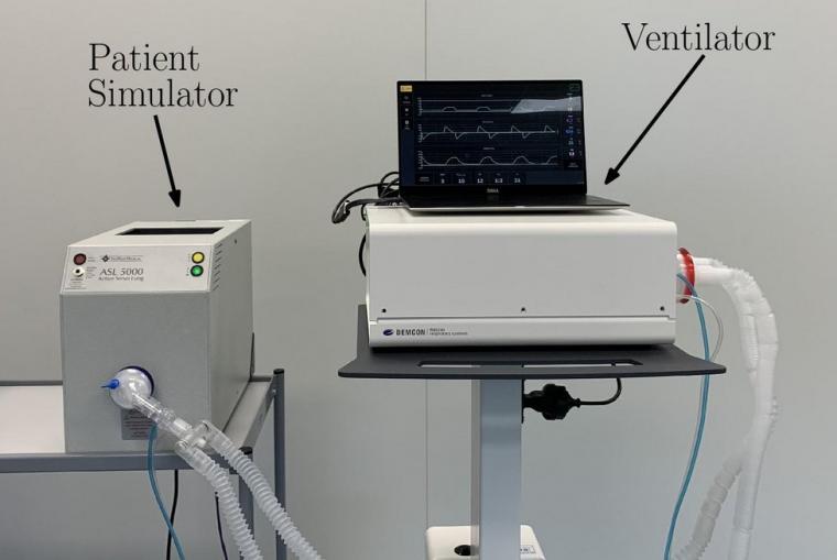 Experimental set-up for testing of self-learning assisted ventilation.